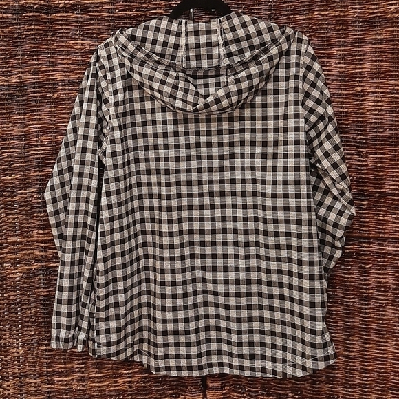 Kavu Jacket Black and White Plaid Half Zip Hooded Pullover Lightweight Large - Picture 2 of 8